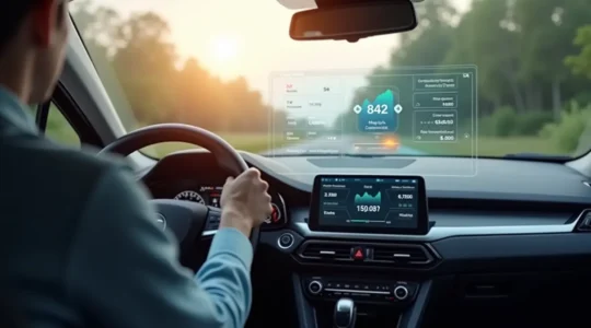 Symbolische Darstellung eines Autos mit einem Budgetdiagramm und Geldscheinen, die die Kontrolle über Fahrzeugkosten illustrieren