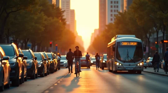 Städtische Mobilität mit verschiedenen Verkehrsmitteln, die Stau vermeiden