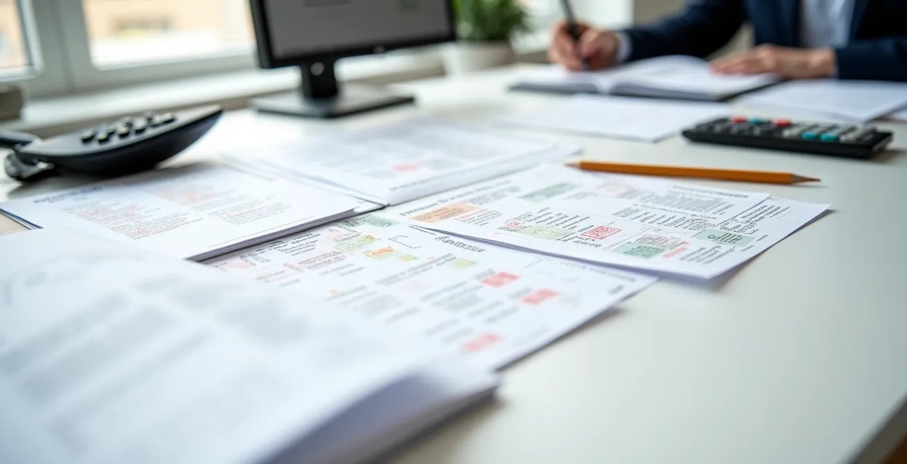 Detailaufnahme von Fahrzeugdokumenten mit Kilometerständen zur Plausibilitätsprüfung