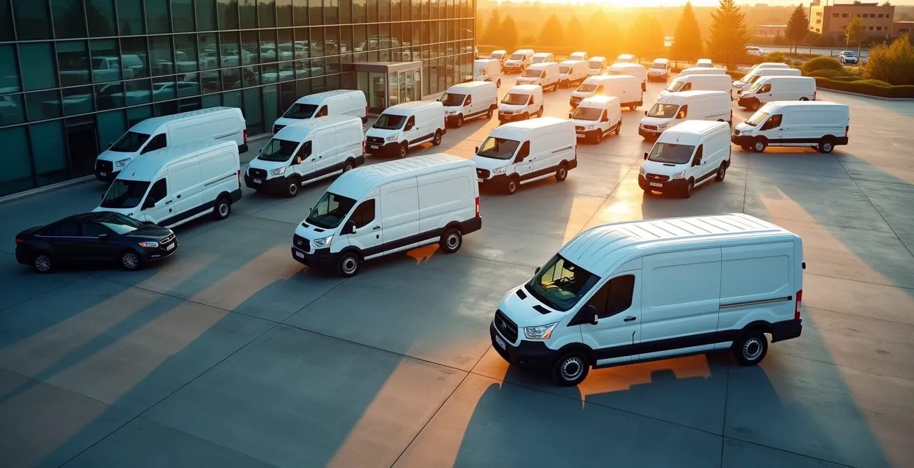 Moderne Firmenflotte auf dem Unternehmensparkplatz