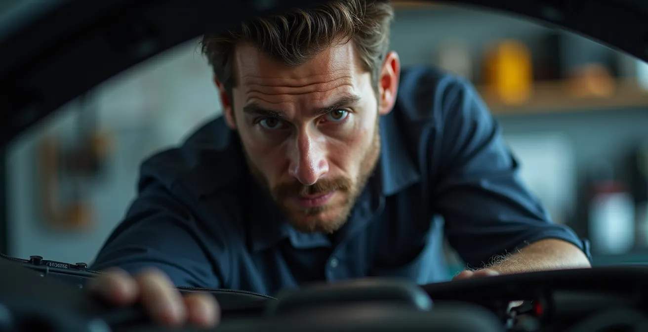 Professionelle Endoskop-Untersuchung eines Fahrzeug-Hohlraums in einer deutschen Fachwerkstatt