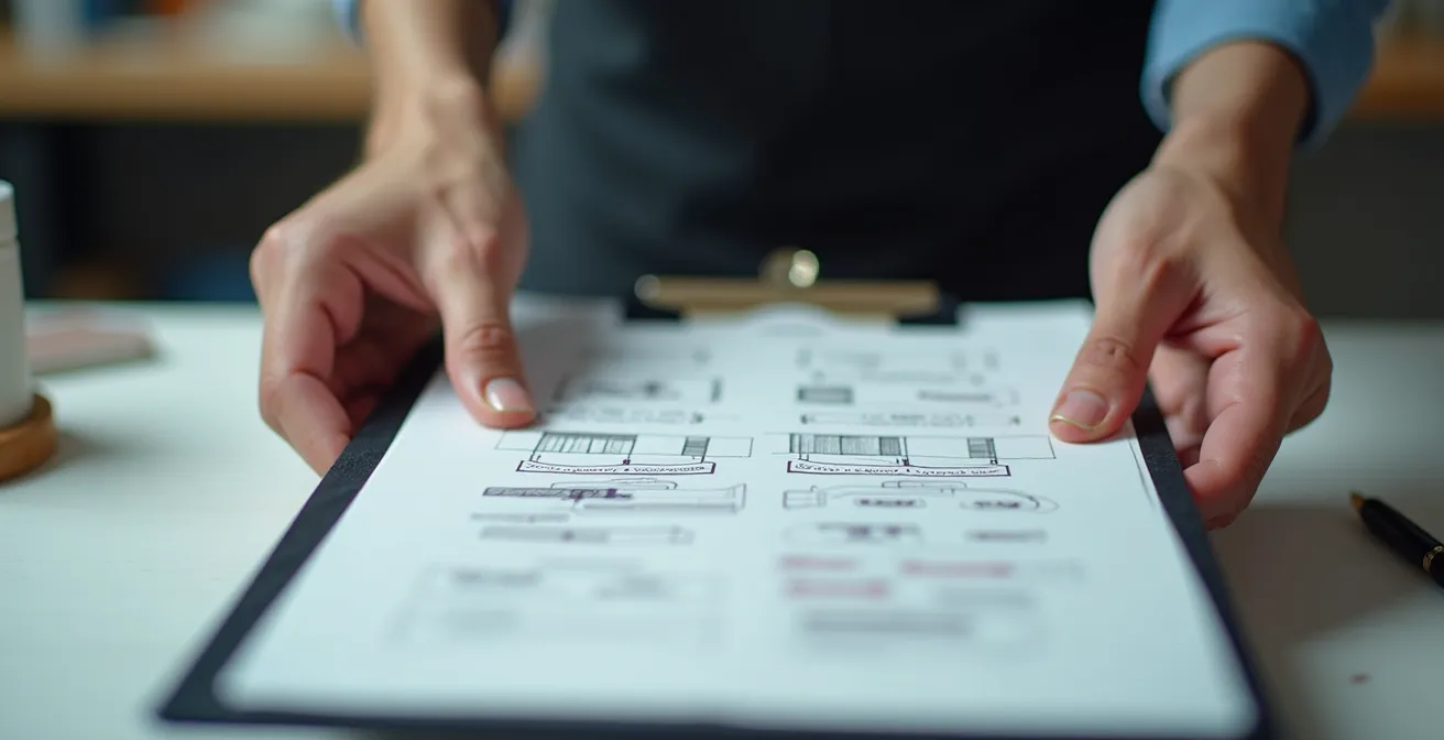 Detailaufnahme eines Kostenvoranschlags mit Markierungen